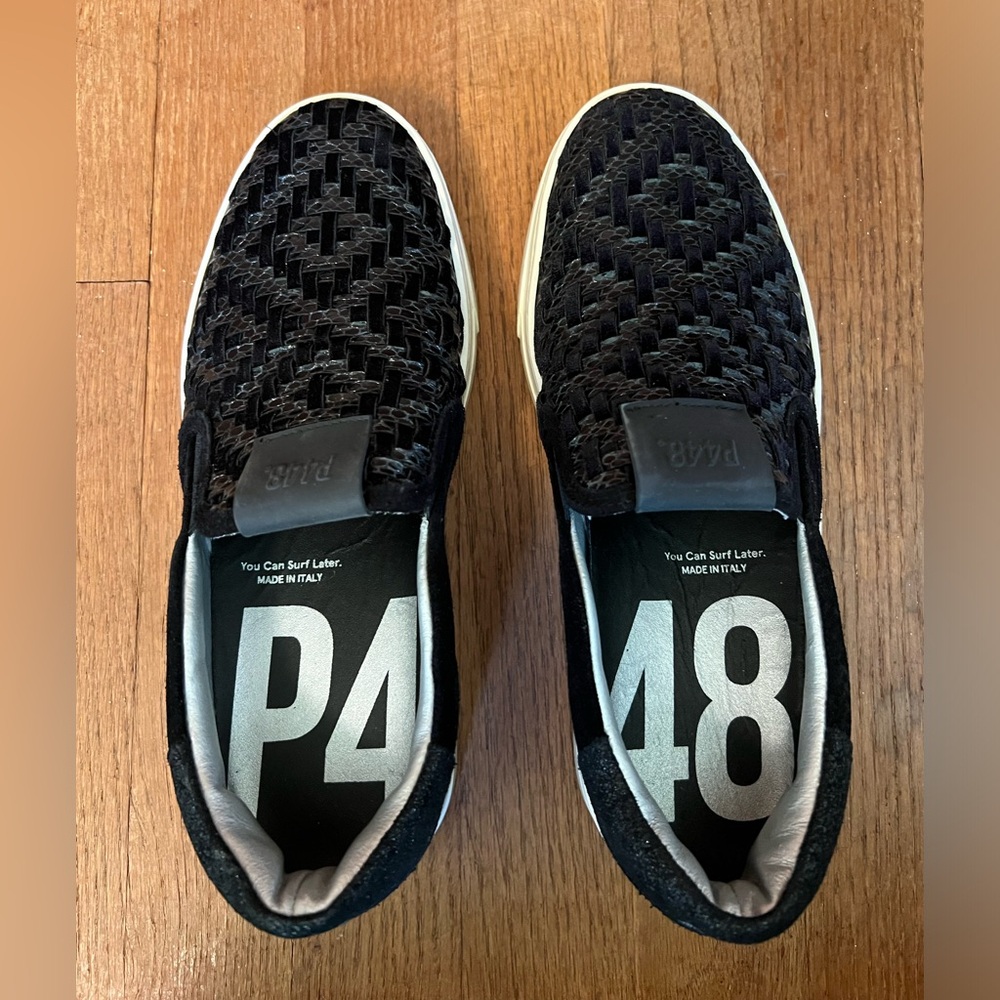 P448 Woven Slip On Sneakers NWT Black sz 7